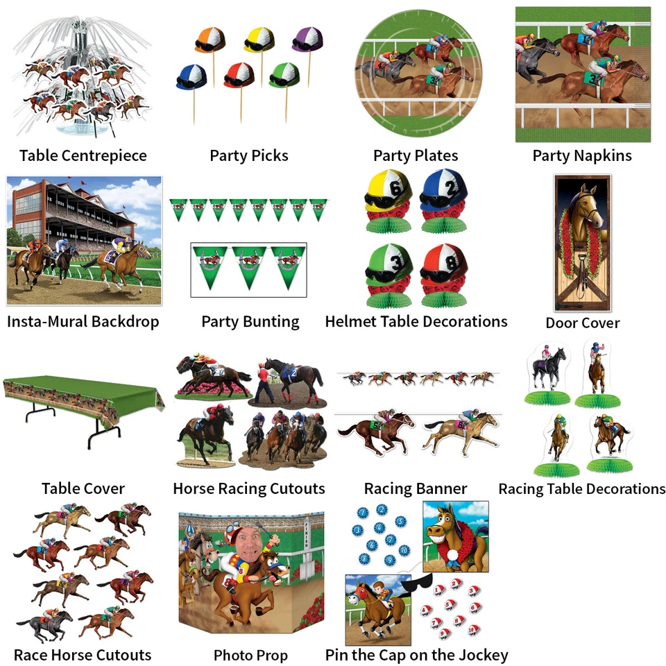 RACE NIGHT, HORSE RACING THEMED DECORATIONS - PARTYWARE COMPLETE SELECTION - Image 1 of 1