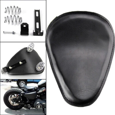 Motorcycle Black Spring Solo Seat For Harley Sportster XL883 1200 Bobber Chopper - Image 1 of 4