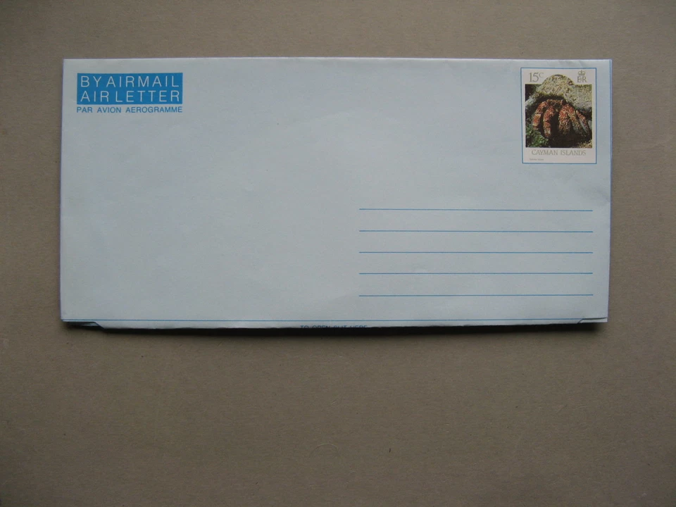 ISLAS CAIMÁN, aerograma preestampado, como nuevo, cangrejo ermitaño garra naranja Foto 1 de 1