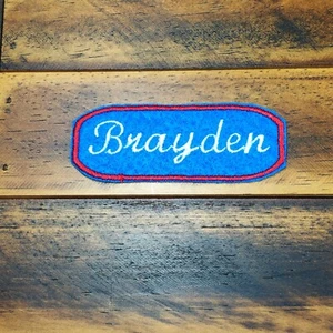 Sale Your Name Patch Iron-On Custom Text Uniform Embroidered Brayden Rodney - Picture 1 of 10
