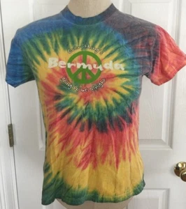 Vintage Hanes Rainbow Tie Dye Dyed T Shirt Top Retro 10 12 M Boy Girl Youth VTG  - Picture 1 of 1