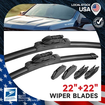 Limpiaparabrisas de conexión directa sin soporte de 22" y 22" para GMC Sierra 2500HD 2007-2013 Foto 1 de 4