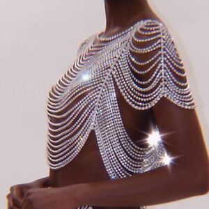 Shiny Rhinestone Nightclub Exaggerated Body Jewelry Gothic Sexy Crystal Top B