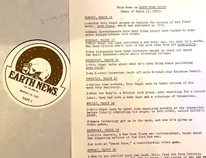 3/14/77 EARTH NEWS RADIO BLACKBIRDS, THE BABY'S, ERIC SEGAL (LOVE STORY AUTHOR) - Picture 1 of 1
