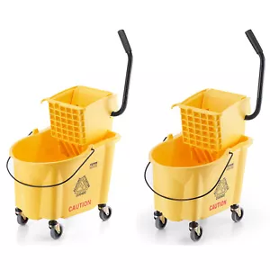 VEVOR Commercial Mop Bucket with Wringer 35/26Qt. Rolling Floor Cleaning Trolley - Picture 1 of 26