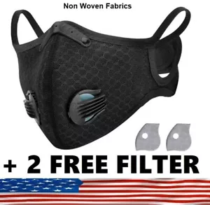 Gesichtsmaske Aktivkohlefilter & Atemventil + 2 gratis 5-lagig PM 2,5 Filter ✅ - Bild 1 von 24