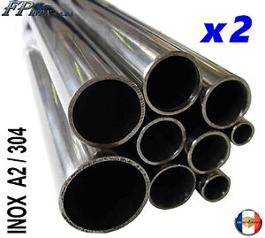 ( Lot de 2 Tubes ) Tube inox 22mm x 1,5mm x 1 Mètre Polimiroir inox 304 - A2