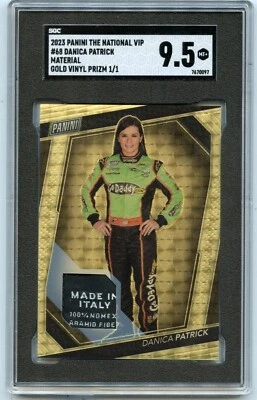 2023 PANINI THE NATIONAL VIP DANICA PATRICK "GOLD VINYL PRIZM" TAG #1/1, SGC 9.5 - Image 1 of 2