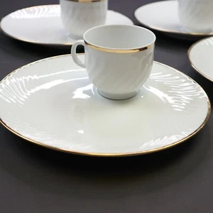 Bareuther Waldsassen Bavarian elegant Gold Trim scalloped Plates & Tea Cups - Picture 1 of 5