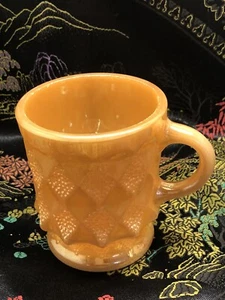 Vintage Fire King Anchor Hocking Peach Lustre Diamond Kimberly Coffee Mug Cup - Bild 1 von 6
