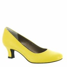 yellow pumps low heel