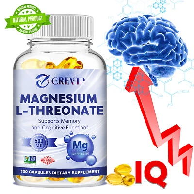 GREVIP Magnesium L-Threonat 500mg - Nootropic Brain Booster, Gedächtnis, kognitive F