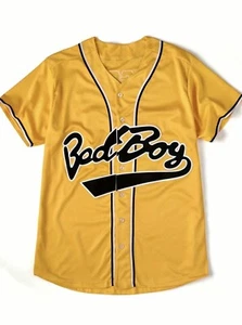 Camiseta deportiva de béisbol Bad Boy #10 Biggie Smalls amarilla con botones para hombre talla: Reino Unido - L - Imagen 1 de 5