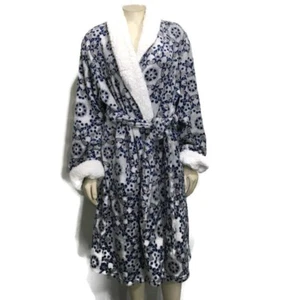 Ink & Ivy L Sherpa Collar Cuffs Wrap-Front Fleece Plush Bathrobe Knee-Length NEW - Picture 1 of 6