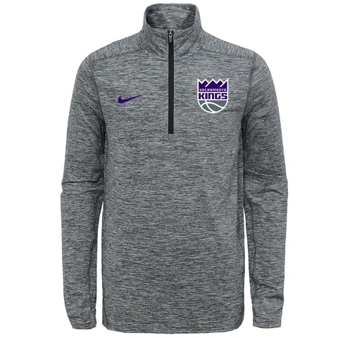 Nike NBA Youth Sacramento Kings Space Dye Heather Grey 1/4 Zip Element Pullover Cover