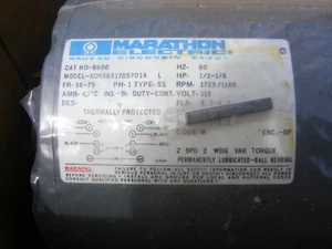 Marathon xqn56s17d5701a 1/2HP 1/6HP Electric Motor 1725 1140RPM 115v FR 56-75 - Picture 1 of 7