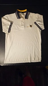 Vintage West Virginia Mountaineers AKWA Mens L White Polo Shirt USA Made Ribbed - Picture 1 of 7
