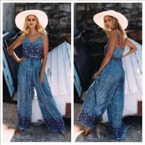 Jaase Sapphire Paisley Blue Jumpsuit Size Medium - Picture 1 of 12