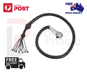 Metal Skulls 42" BLACK Leather Biker Whip Get Back Motercycle handlebar Whips - Bild 1 von 5