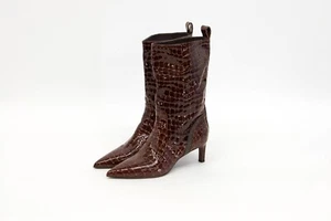 NWOB $2,295 Brunello Cucinelli Women 100% Leather Croc Print Boots 37/ 7US W242 - Picture 1 of 8