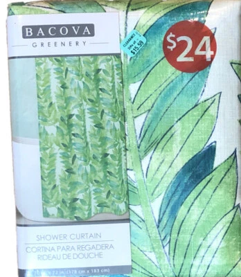 Тканевая занавеска для душа BACOVA GREENERY 70 дюймов x 72 дюйма новая нераспакованная - Изображение 1 из 2