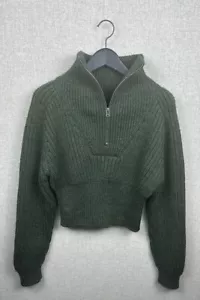 JACQUEMUS Wool Half Zip Cropped Knit Size 38/Small Green Women's - Picture 1 of 7