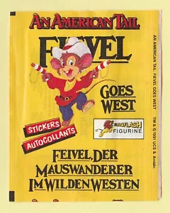 Euroflash An American Tail Fievel Goes West Unopened Sticker Packet Circa 1991 - Foto 1 di 2