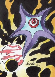 Tarjeta de boceto original de la Liga de la Justicia - Starro 1/1 dibujada a mano arte ACEO - Imagen 1 de 3
