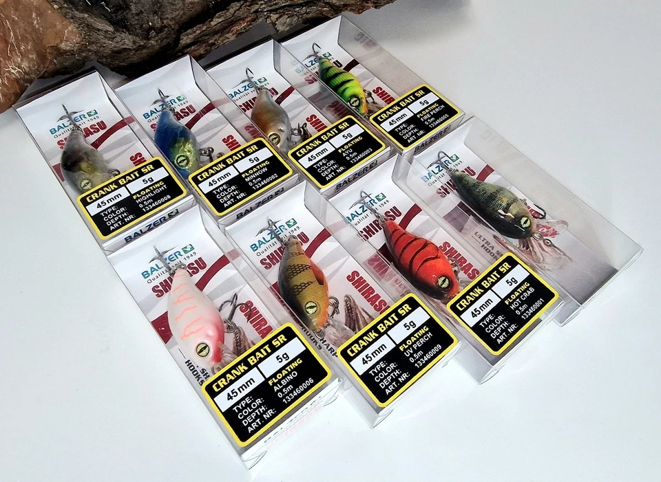 Balzer Shirasu Crankbait SR 4,5cm 5g Floating 9 Farben Albino Perch Crab Ayu NEW - Bild 1 von 1