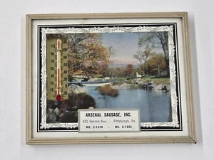 Vintage Wall Mount Thermometer Photo Advertising Arsenal Sausage Inc. Pittsburgh - Picture 1 of 3