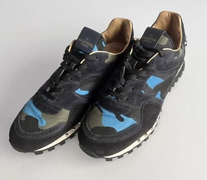 Zapatillas Valentino Garavani Rockstud Camuflaje Azul Gamuza Talla 45/11.5 - Imagen 1 de 10