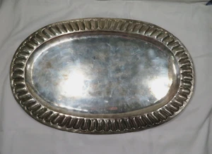 SS Sterlingsilber großes ovales Tablett FEISA Mexiko Hersteller ALT 28 Unzen Gerührt - Bild 1 von 9