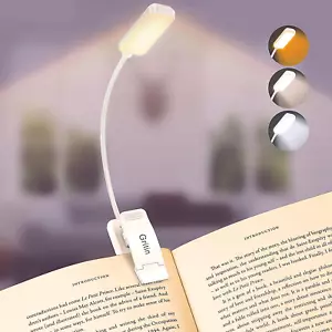 9 LED Rechargeable Book Light for Reading in Bed -Eye Caring 3 Color Temperature - Picture 1 of 12