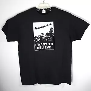 I Want To Believe Christmas T-Shirt Men's XL Short Sleeve Funny Santa Claus Tee - Picture 1 of 7