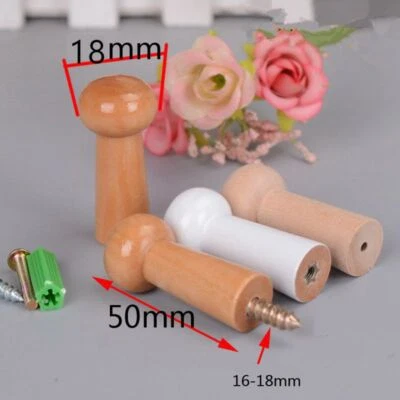 10Pcs WOODEN Coat Jacket Towel Mug Shaker peg Wood HOOK with Screw/Wall Plug Set - Image 1 of 4