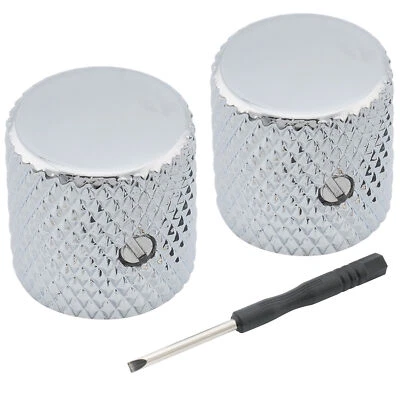 Musiclily Pro 2Pcs Chrome 1/4" Steel Universal Fitting Flat Top Guitar Bass Knob