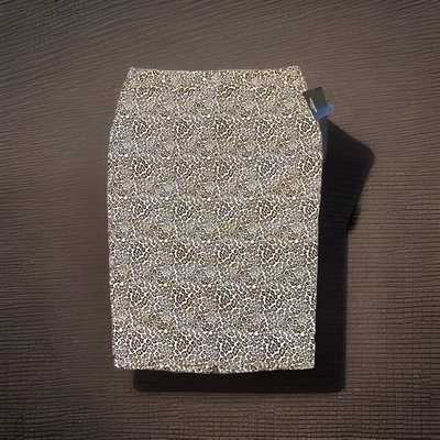 NUEVO CON ETIQUETAS Liz Claiborne Falda Lápiz Estampado Leopardo Algodón Mezcla Seda Forrada Talla 12 Foto 1 de 4