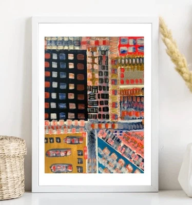 Abstract Acrylic Painting Original Matted 11 x14 Colorful Modern Art Jimarieart - Image 1 of 4