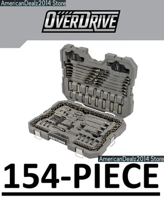 Juego de herramientas mecánicas Overdrive de 154 piezas Gunmetal Cromo, estándar SAE/métrico NUEVO Foto 1 de 2