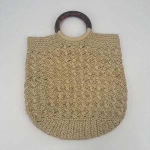 J.Crew Straw Purse with Acrylic Plastic Cheetah Handles Straw Flowers Tote Bag - Picture 1 of 6