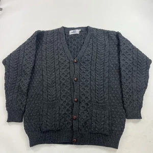 John Molly anthrazitgrau Wolle Zopfmuster Strickjacke Pullover Gr. XXL Irland - Bild 1 von 15