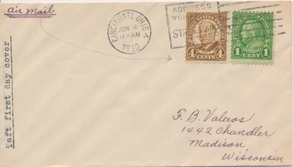 #685 4c William H. Taft #552 1c Franklin combo Typed cachet First Day cover AM - Image 1 of 1