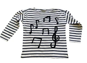 GORMAN x Monica Forsberg Music Notes Striped Tee / Top Ladies Size S 8 - 10 - Picture 1 of 8
