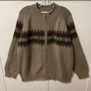 Vintage Evan Piccone Damen 1X Fair Isle Full Zip Pullover hellbraun braun - Bild 1 von 6