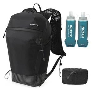 Foldable Hydration Backpack with Two 500ML Flasks, 16L Lightweight Hiking black - Picture 1 of 7