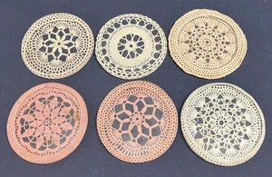 6 Pieces Handmade Crocheted Doily 4” Inches Diameter With Special Glasses 3.3 mm - Picture 1 of 9