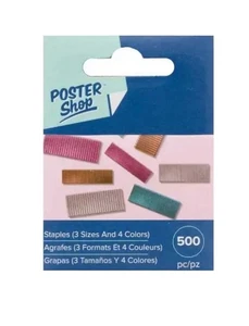 American Crafts Poster Shop Multi Color Size Staples Pack 500 For Staple Board - Picture 1 of 4