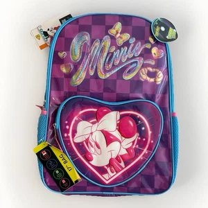 Disney Minnie Mouse Rucksack 17" Tasche lila rosa blau beleuchtet gepolstert gefüttert NEU - Bild 1 von 17