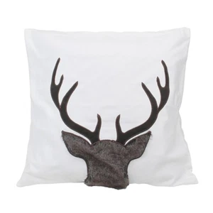 Northlight 17.5 White and Brown Faux Fur Reindeer Throw Pillow Cover - Picture 1 of 5