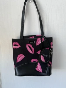 Bolso de Mano Vintage Kate Spade Rosa Labios Besos con Estuche de Teléfono Y2K Cuero y Lona - Imagen 1 de 17